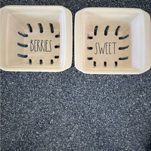 NWOT, Pair of Rae Dunn Cream and Black Berry Baskets